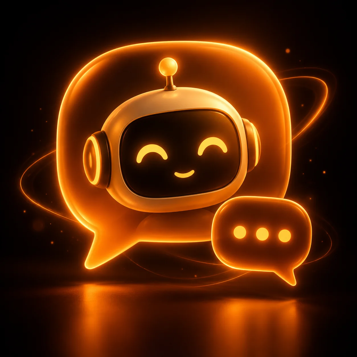 Leuchtende Chat-Oberfläche mit freundlichem Bot-Symbol